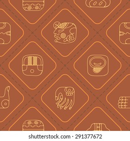 Seamless background with American Indians relics dingbats characters for your design