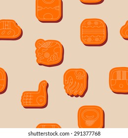 Seamless background with American Indians relics dingbats characters for your design