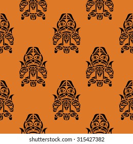 Seamless background with American Indians relics dingbats charac