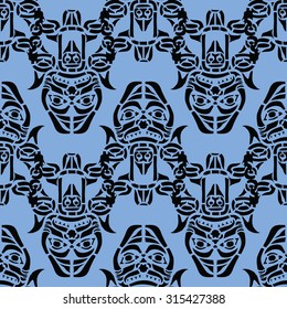 Seamless background with American Indians relics dingbats charac