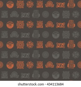 Seamless background with American Indians relics dingbats characters for your design