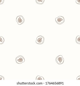 Seamless background ammonite fossil gender neutral baby pattern. Simple whimsical minimal earthy 2 tone color. Kids nursery wallpaper or boho cartoon animal fashion all over print.