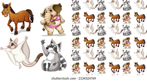 Seamless background with animal illustration