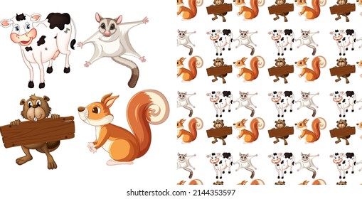 Seamless background with animal illustration