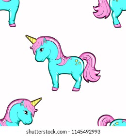 Seamless background, animal object. A horse, a pony or a small unicorn. Vector