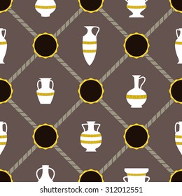 Seamless background with antique amphoras for your design