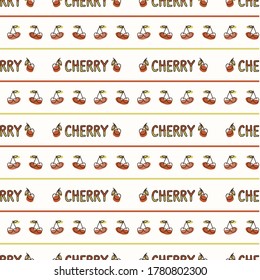 Seamless background apple text stripe. Gender neutral kid food pattern. Simple whimsical minimal earthy 2 tone color. Baby nursery wallpaper or boho decorative gardening decor all over print. 