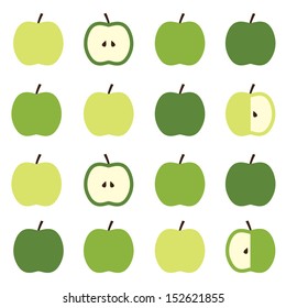 Seamless background with apples of different shades of green. Vector illustration.