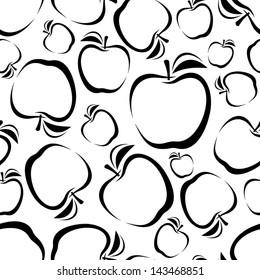 Seamless background with apples silhouettes. Vector illustration.