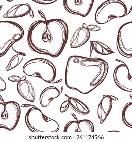 Seamless background with apples silhouettes. Vector illustration.