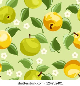 Seamless background with apples. Vector illustration.