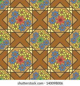 Seamless background with Arabic or Islamic ornaments style pattern.