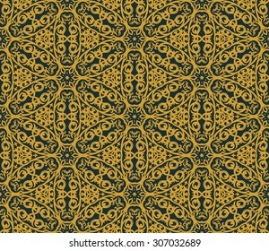 El fondo es impecable al estilo árabe. Oro y fondo de pantalla azul con motivos de diseño. Decoración oriental tradicional