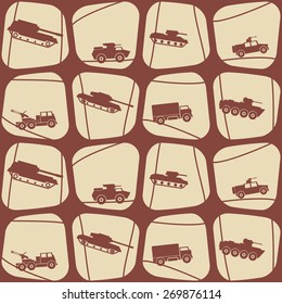Seamless background with army vehicle for your design