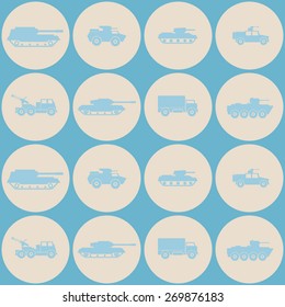 Seamless background with army vehicle for your design