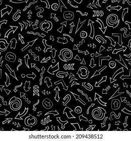Seamless background with arrows, sketch, vector illustration