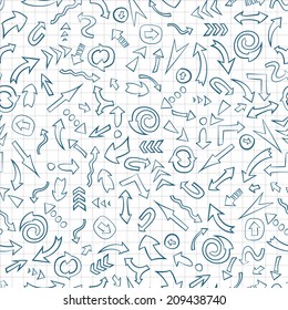 Seamless background with arrows, sketch, vector illustration