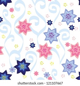 Seamless background with art flowers