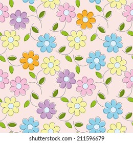 Seamless background with art flowers