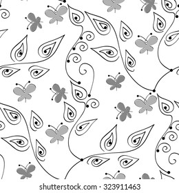 Seamless background with art flowers