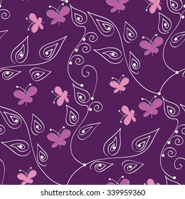 Seamless background with art flowers