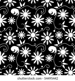 Seamless background with art flowers
