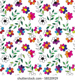 Seamless background with art flowers