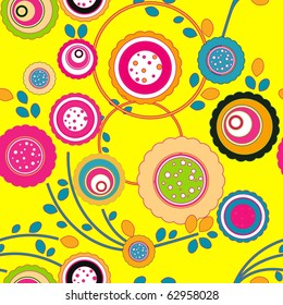 Seamless background with art flowers