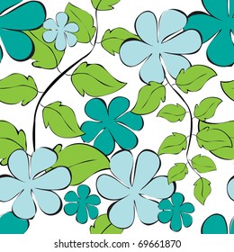 Seamless background with art flowers