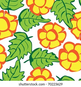 Seamless background with art flowers