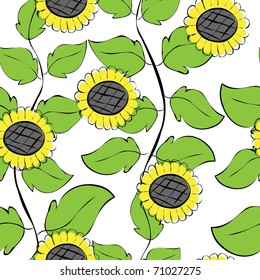 Seamless background with art flowers