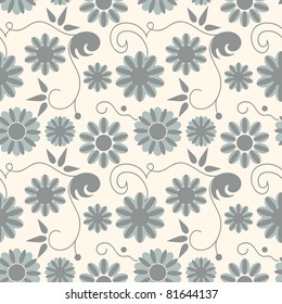 Seamless background with art flowers