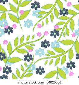 Seamless background with art flowers
