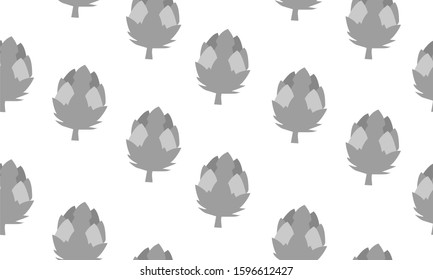 Seamless background with artichokes. Vector monochromatic illustration design for template.