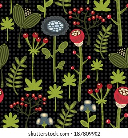 Seamless background with autumn flowers. Vector pattern. 