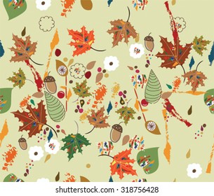 Seamless background with autumn leaves
