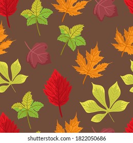 Seamless background, autumn leaves. Defoliation.
