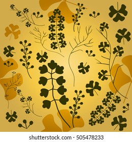 Seamless background of autumn leaves and objects