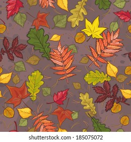 seamless background autumn leaves on the earth