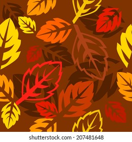 Seamless background with autumn leaves. Vector 
