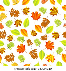 Seamless background with autumn leaves, vector illustration