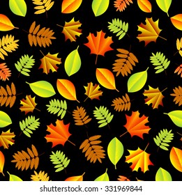 Seamless background with autumn leaves, vector illustration