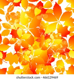 Seamless background with autumn leaves. Vector