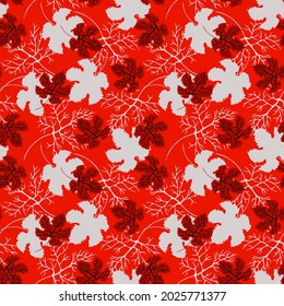 Seamless background with autumn maple leaves in bright, juicy colors. Vector illustrations for wallpaper design, fabric, tile print, decor, packaging, linen products, trendy decoration materials