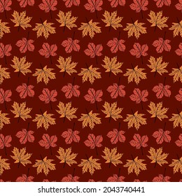 Seamless background with autumn maple leaves. Vector illustration. Textile pattern.