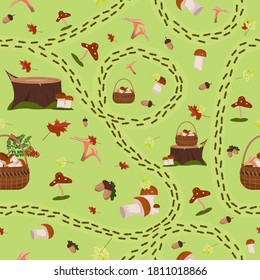 Seamless background with autumn nature elements.