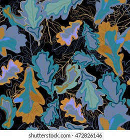 seamless background with autumn oak leaves