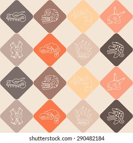 Seamless background with Aztec calendar Day glyphs for your design