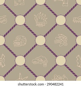 Seamless background with Aztec calendar Day glyphs for your design
