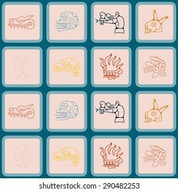 Seamless background with Aztec calendar Day glyphs for your design